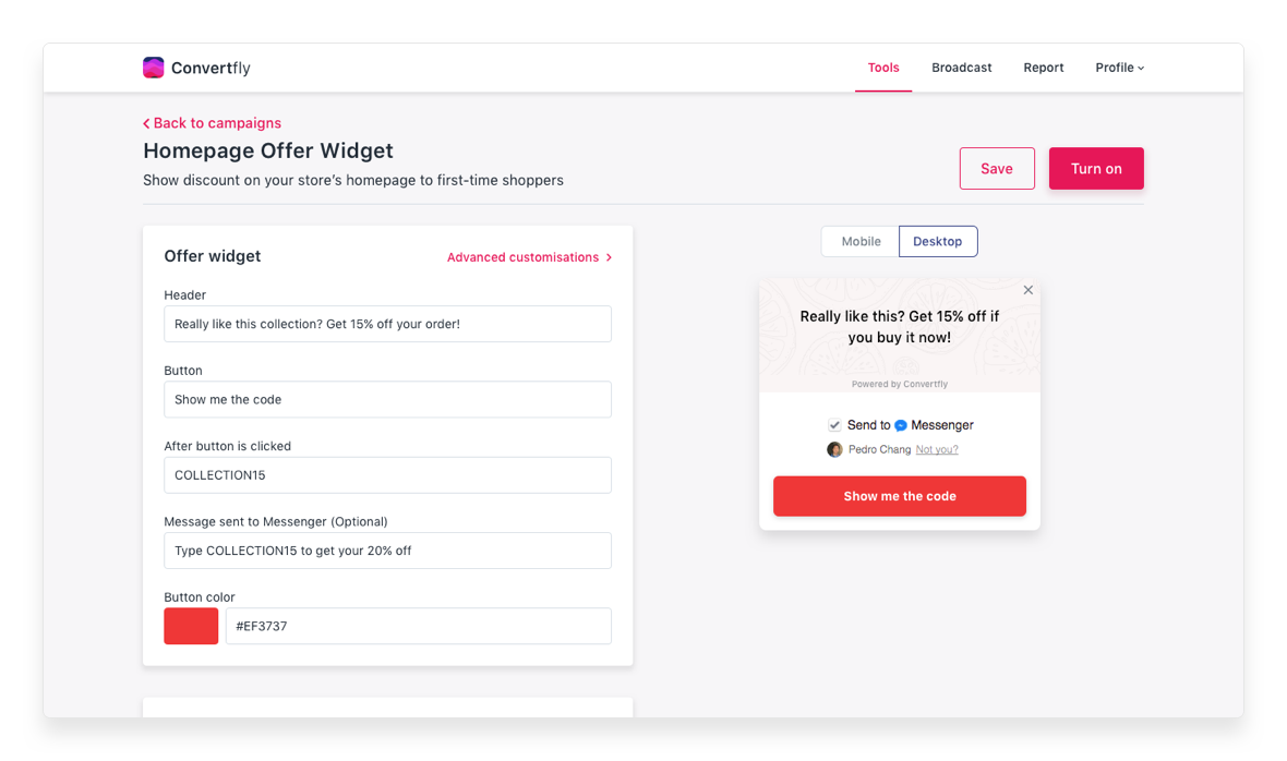 Campaign editor for subscriber widgets